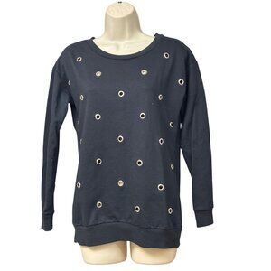 Ultra Flirt Grommet Embellished Sweatshirt, Black, XS